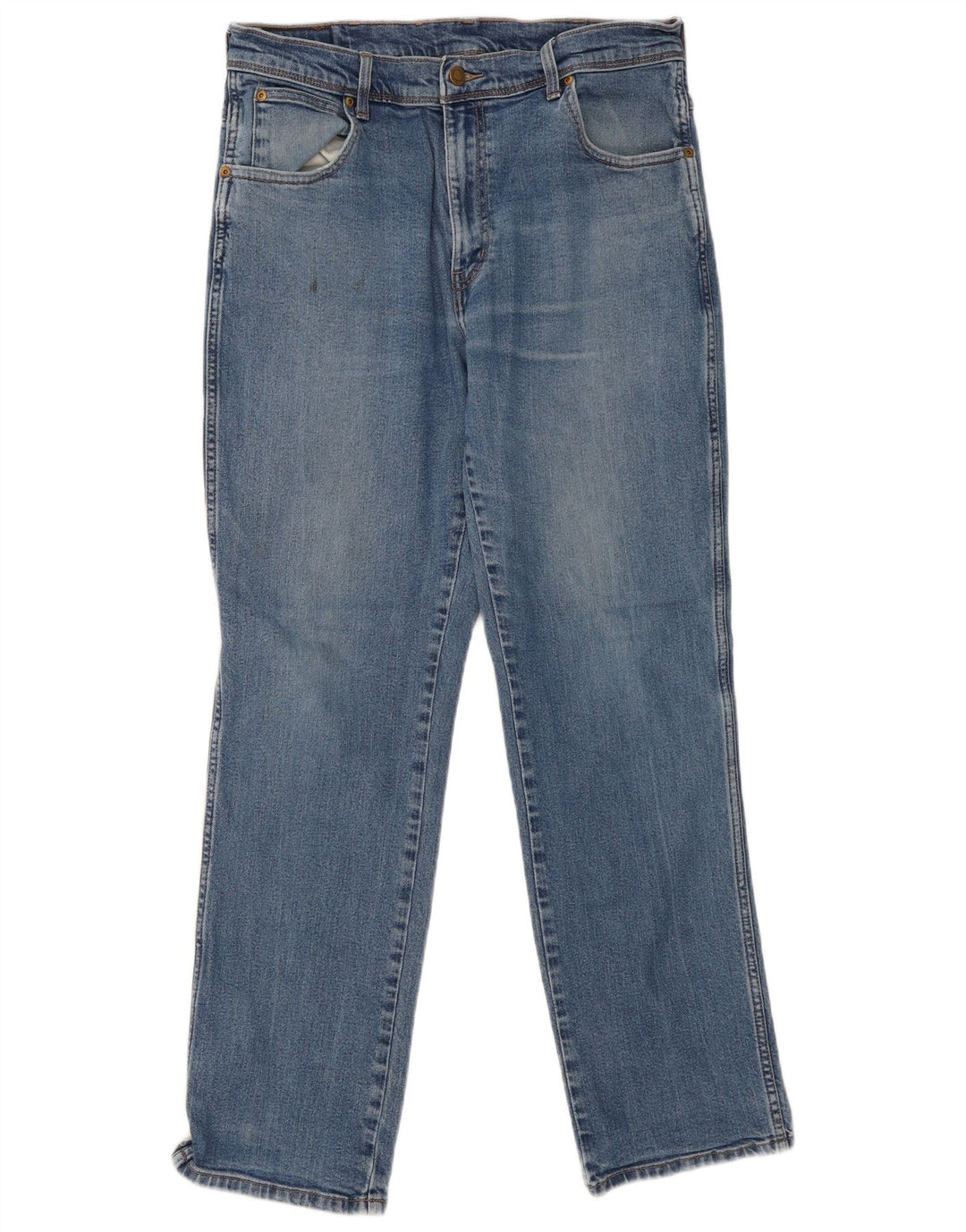 Jeans dritti da uomo Wrangler vestibilità regolare W36 L32 cotone blu