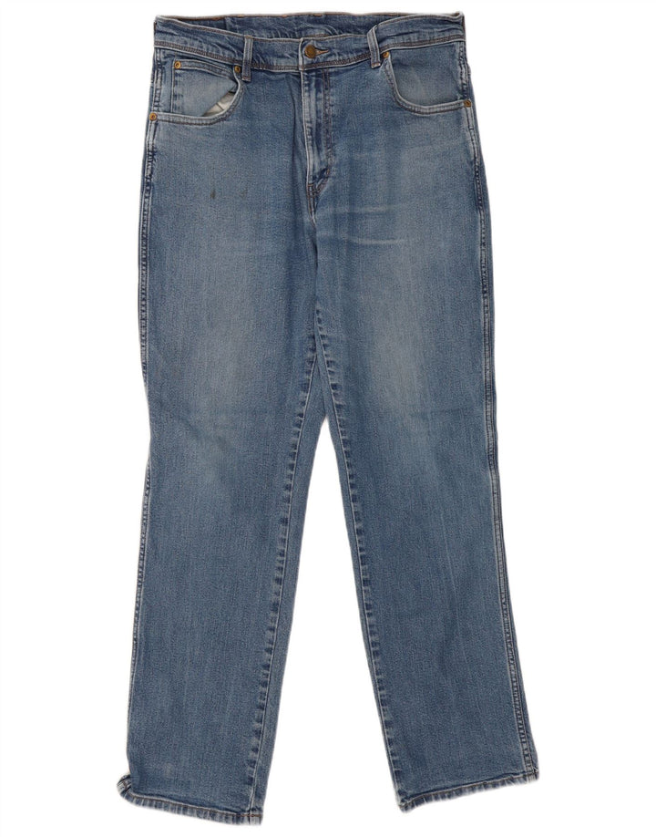 Jeans dritti da uomo Wrangler vestibilità regolare W36 L32 cotone blu