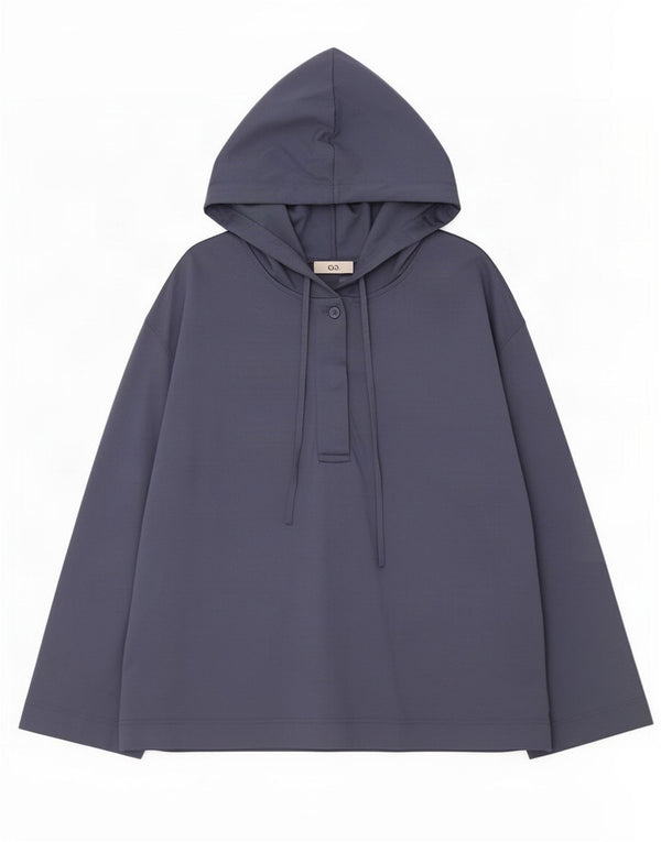 Cos Top oversize da donna con cappuccio a maniche lunghe UK 10 Small Cotone blu navy