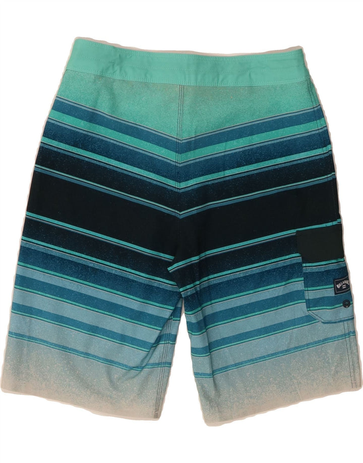 BILLABONG Mens Swimming Shorts Small Turquoise Striped Polyester Vintage Billabong and Second-Hand Billabong from Messina Hembry 