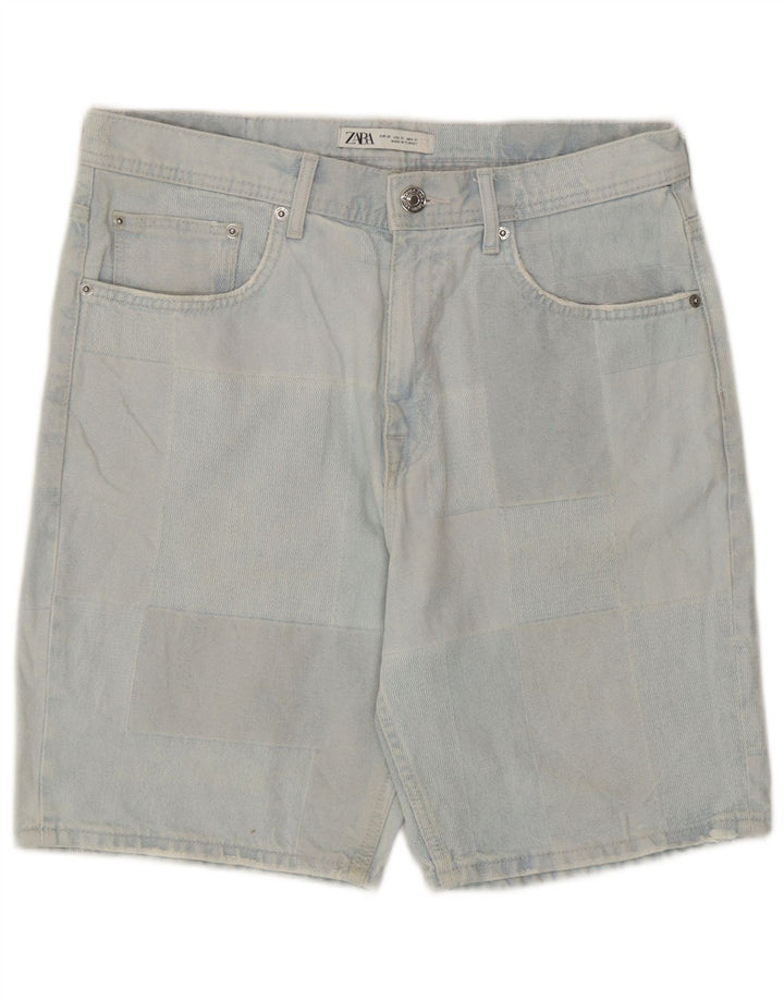 Pantaloncini di jeans da uomo Zara EU 40 medio W31 cotone patchwork blu