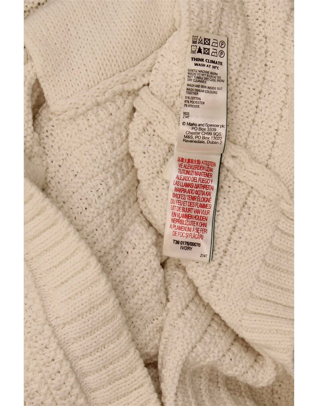 Maglione cardigan corto da donna Marks & Spencer UK 16 grande bianco sporco