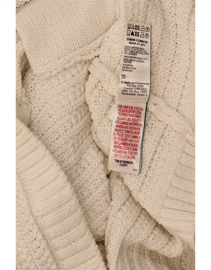 Maglione cardigan corto da donna Marks & Spencer UK 16 grande bianco sporco