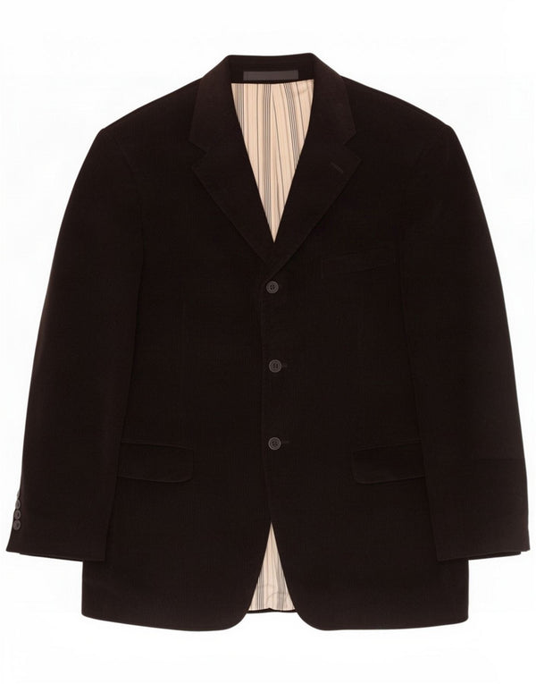 Marks & Spencer Giacca da uomo in velluto a coste a 3 bottoni UK 40 Medium Black