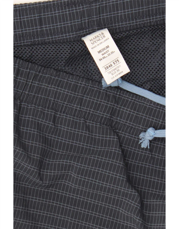 Pantaloncini da bagno Marks & Spencer da uomo Blue Harbour, grandi quadri blu navy