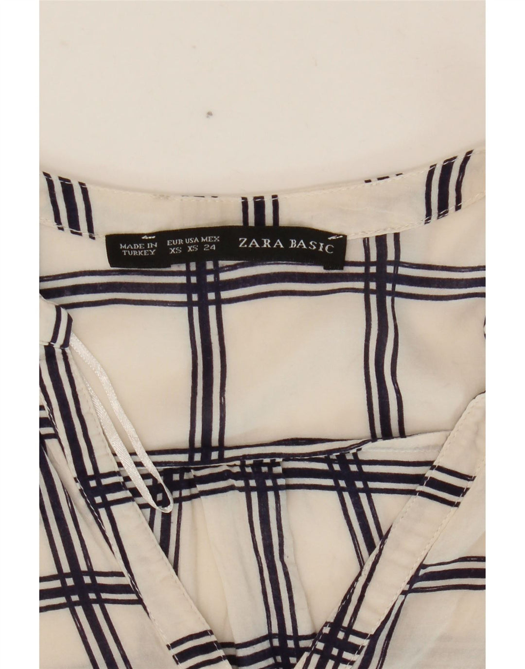 Top Zara da donna con maniche a 3/4 UK 6 XS bianco a quadri