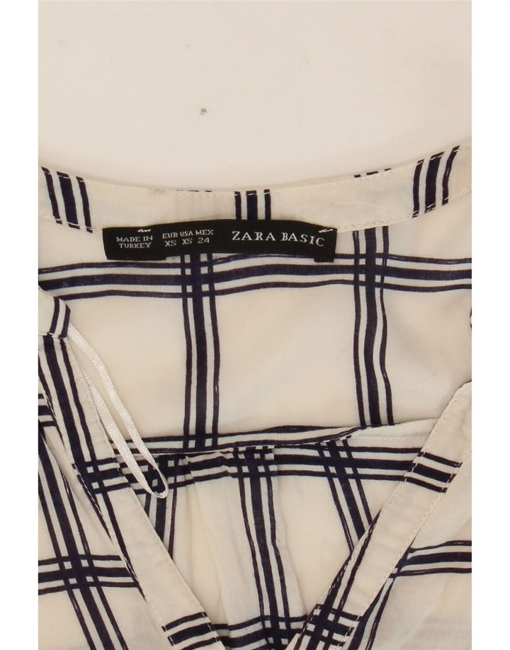 Top Zara da donna con maniche a 3/4 UK 6 XS bianco a quadri