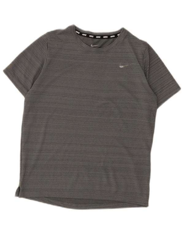 T-shirt da ragazzo Nike Dri Fit Top 10-11 anni in poliestere a righe grigio medio