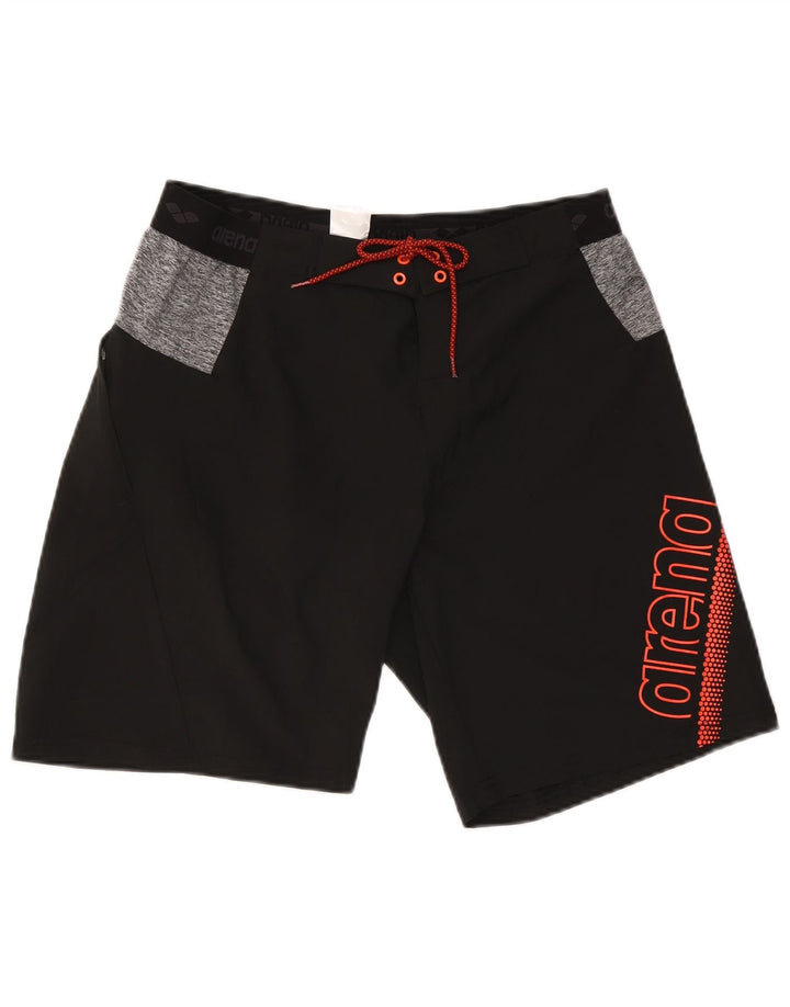 Pantaloncini da bagno con grafica da uomo Arena, poliestere color block medio nero