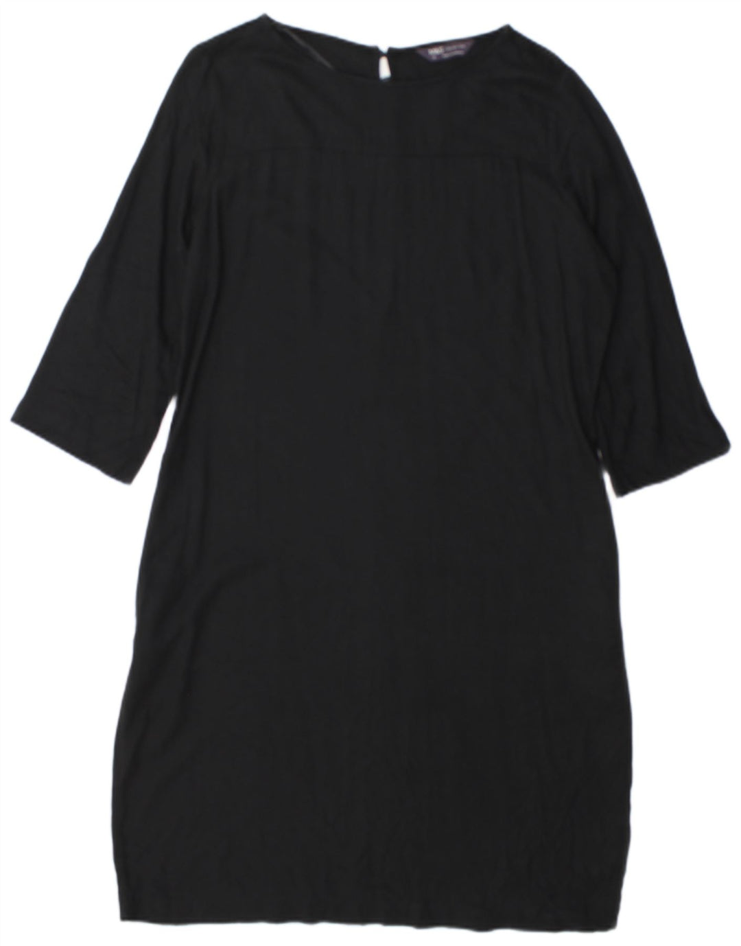 Abito a trapezio con maniche a 3/4 da donna Marks & Spencer UK 12 viscosa nera media