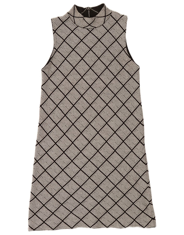 Abito a trapezio senza maniche da donna Zara UK 14 grande grigio geometrico
