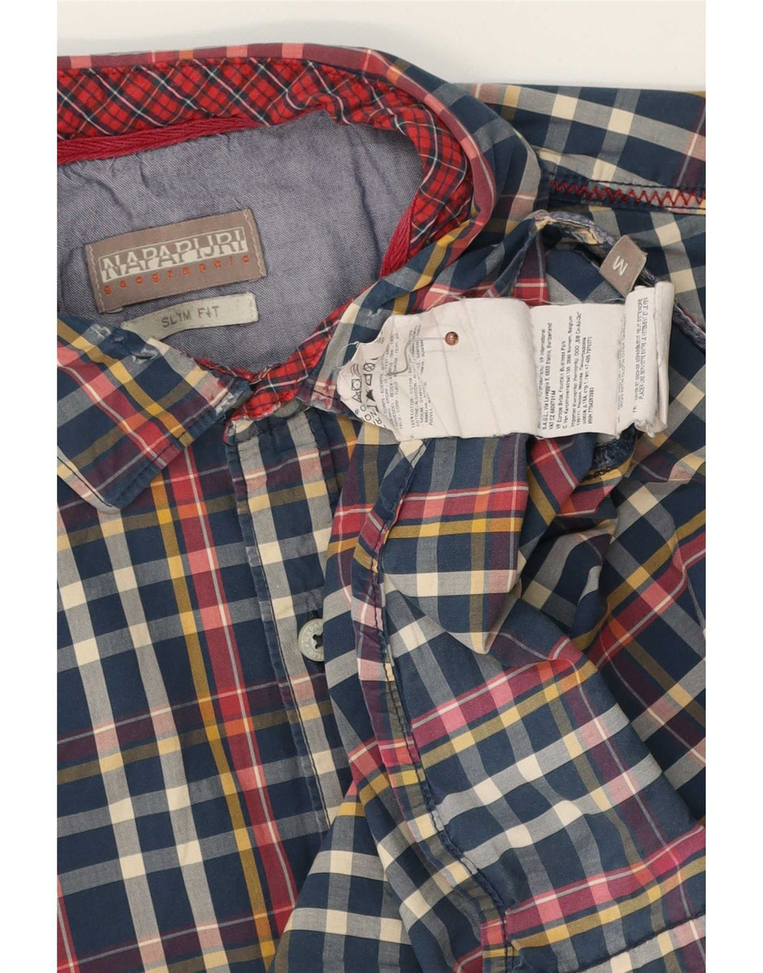 Camicia Napapijri da uomo geografica slim fit in cotone a quadri blu medio