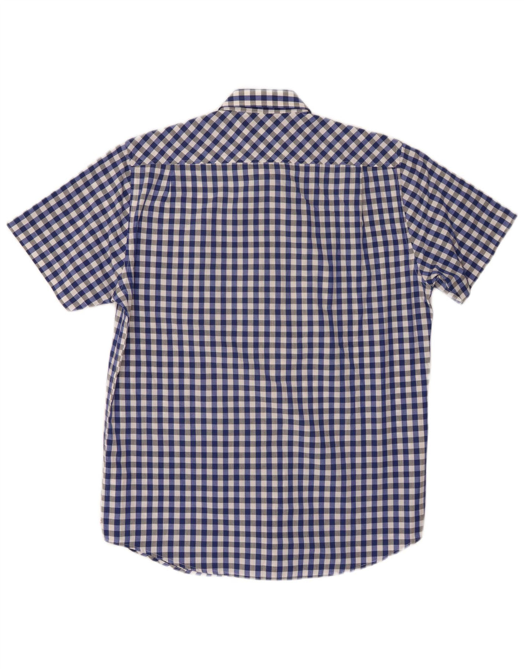 Camicia a maniche corte da uomo Pierre Cardin in cotone a quadretti blu medio