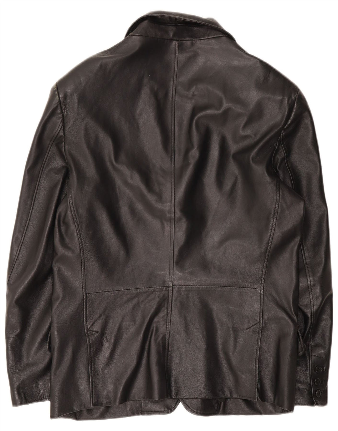 Giacca blazer in pelle vintage da uomo a 3 bottoni IT 50 grande in pelle nera
