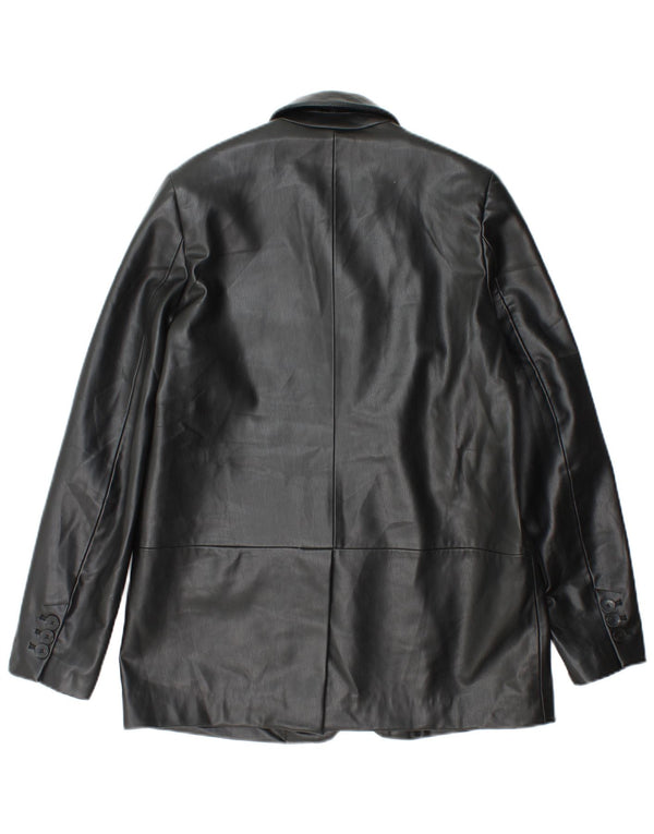Giacca blazer da donna in ecopelle a 1 bottone Zara UK 6 XS polietilene nero