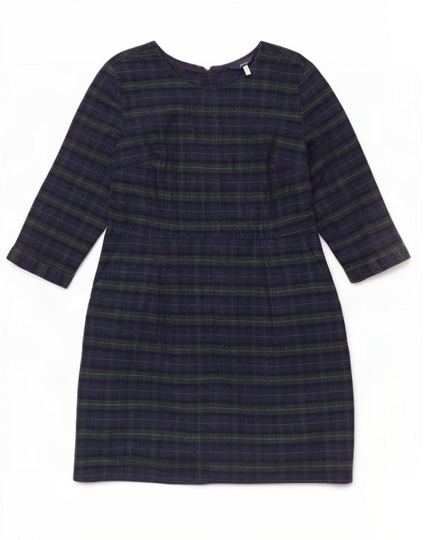 Joules Abito tubino in velluto a coste con maniche a 3/4 da donna UK 16 Grandi quadri blu navy