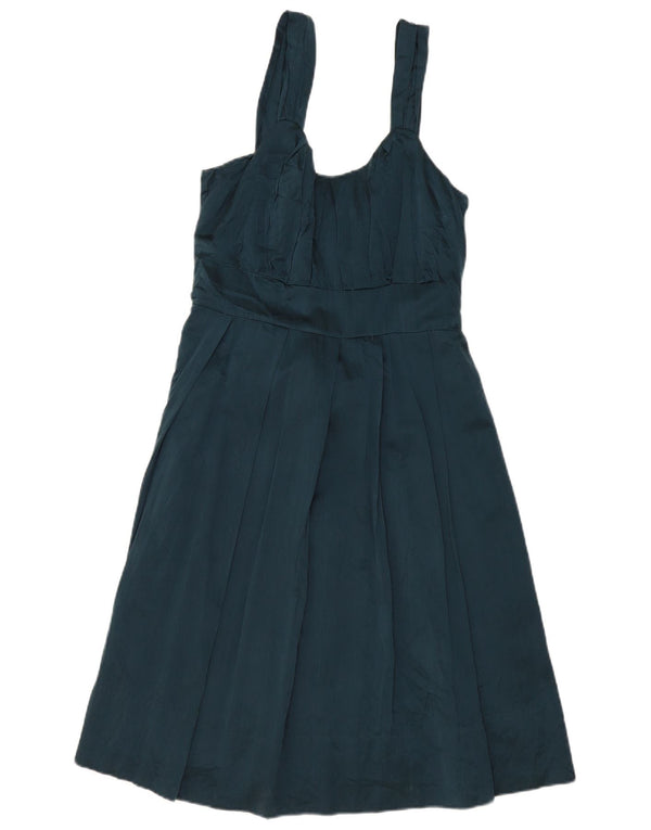 Abito impero senza maniche da donna Jigsaw UK 12 Seta verde medio