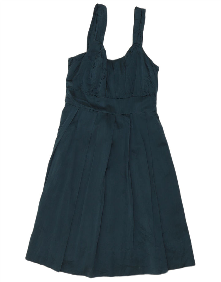 Abito impero senza maniche da donna Jigsaw UK 12 Seta verde medio