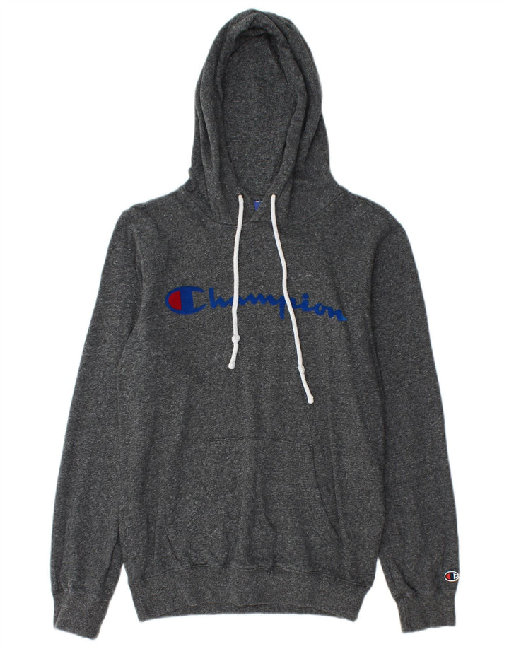 Felpa con cappuccio grafica da uomo CHAMPION XS in cotone chiazzato grigio