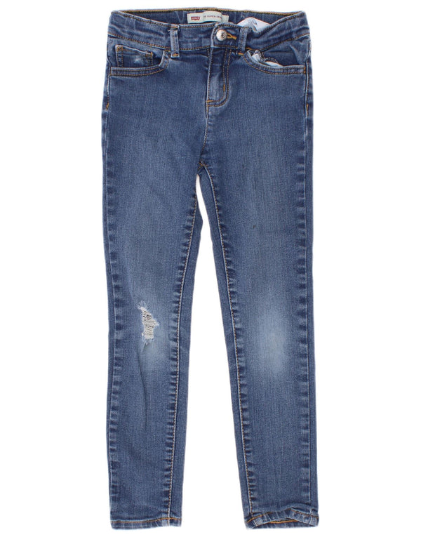 Jeans Levi's Girls 710 Super Skinny Distressed 6-7 anni W22 L20 Blu