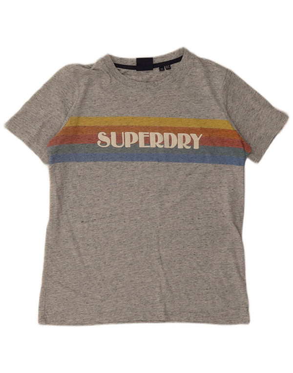 T-shirt grafica oversize da donna Superdry Top UK 10 Small Grey Flecked