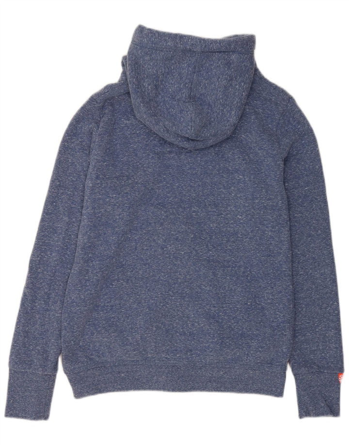 Felpa con cappuccio e zip da donna Superdry UK 14 blu medio chiazzato