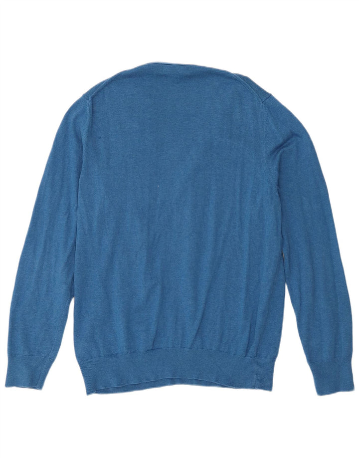 Maglione maglione con scollo a V da uomo Marks & Spencer grande cotone blu