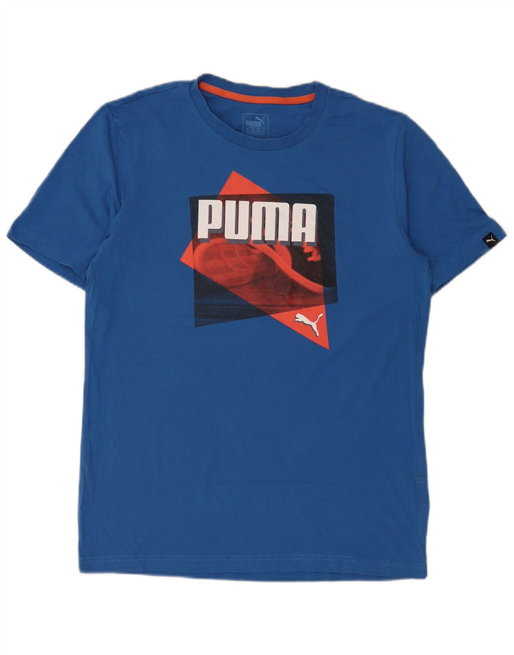 T-shirt grafica da uomo Puma Top Small in cotone blu