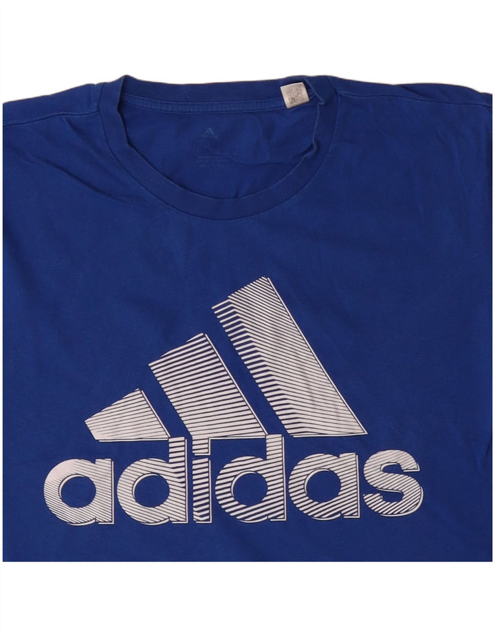 T-shirt grafica da uomo Adidas Top grande in cotone blu