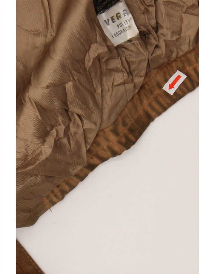 VINTAGE Womens Suede Jacket UK 14 Medium Brown Leather