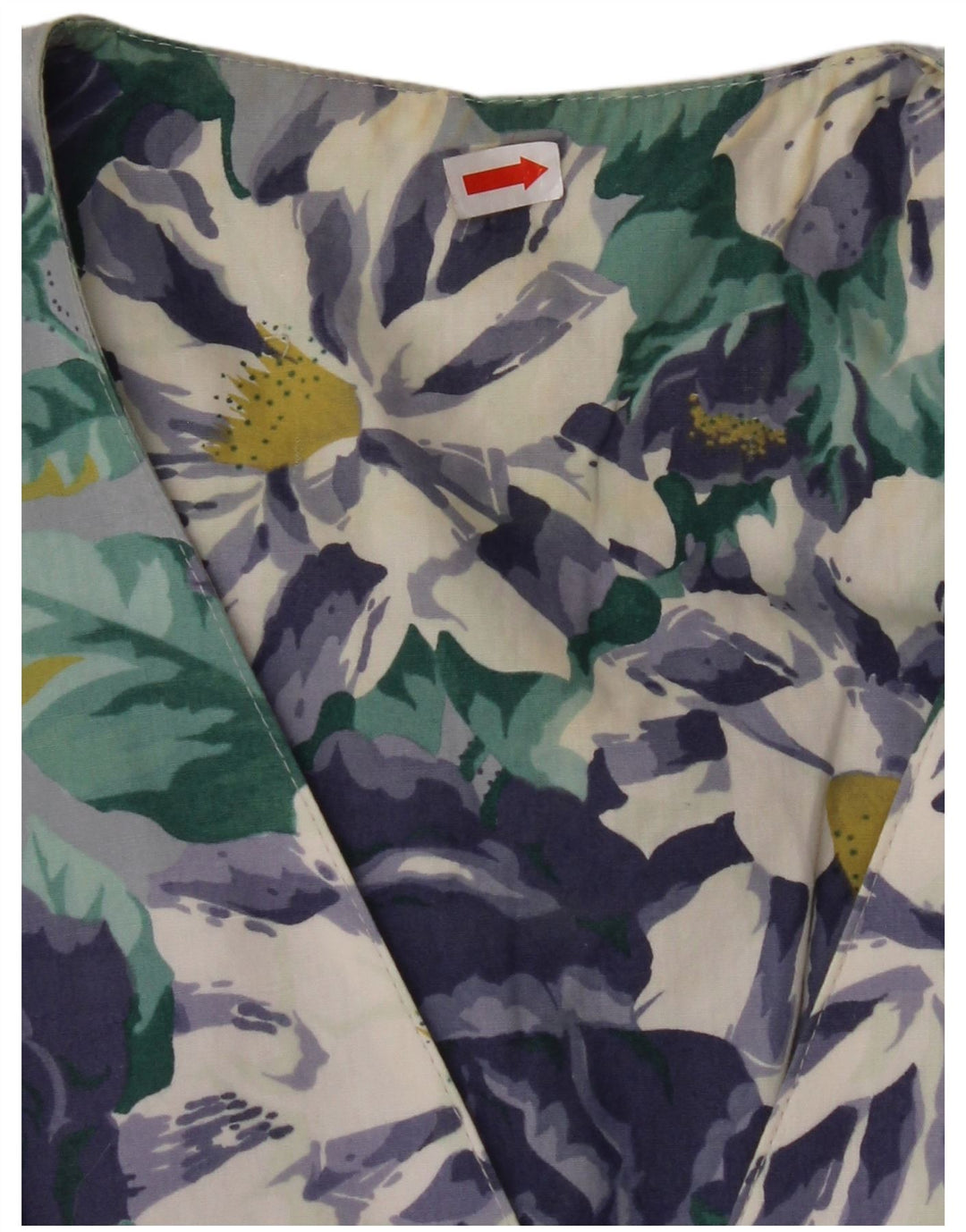 Camicetta da donna a maniche corte VINTAGE UK 14 grande floreale blu