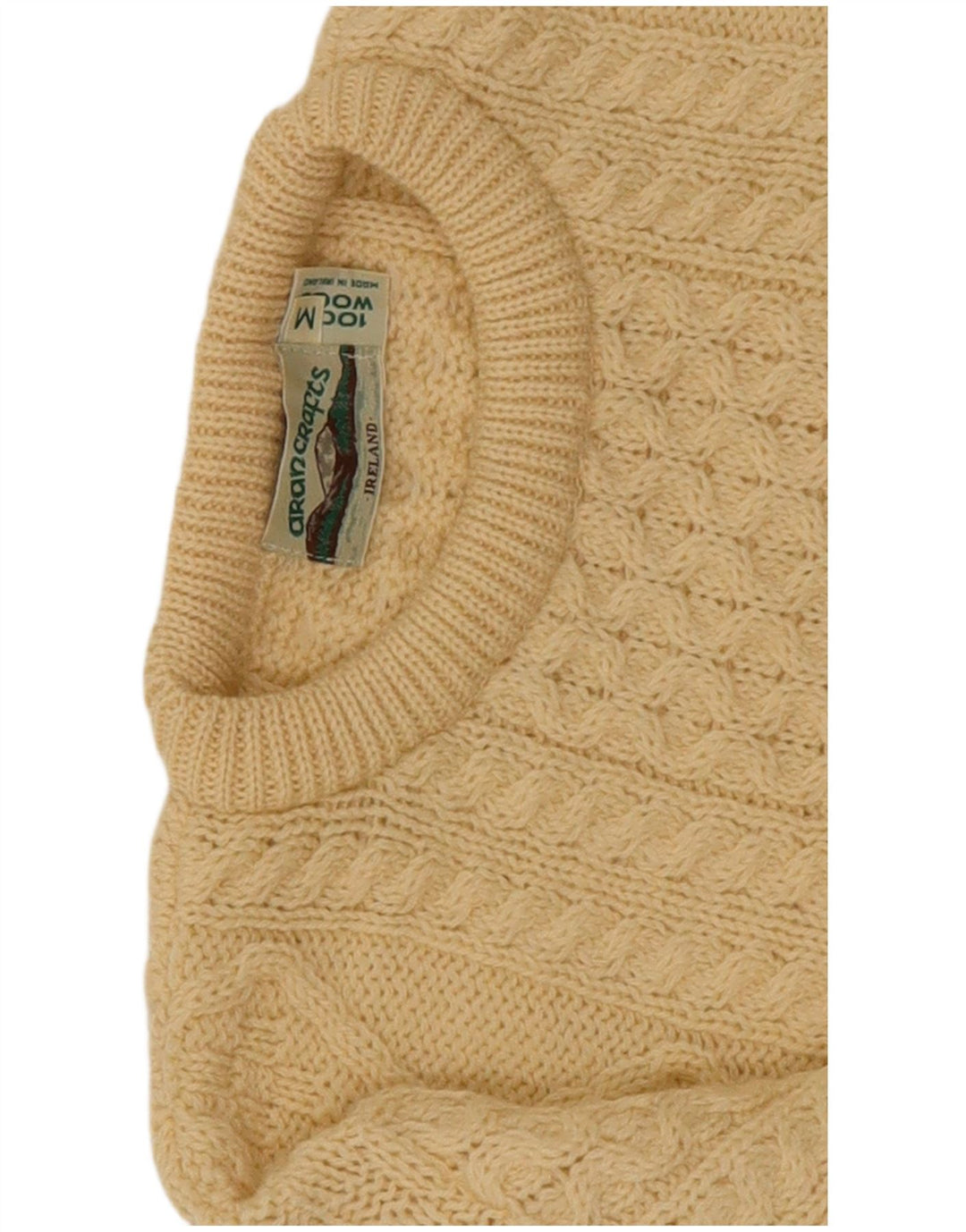 arancrafts Maglione girocollo da uomo in lana beige medio