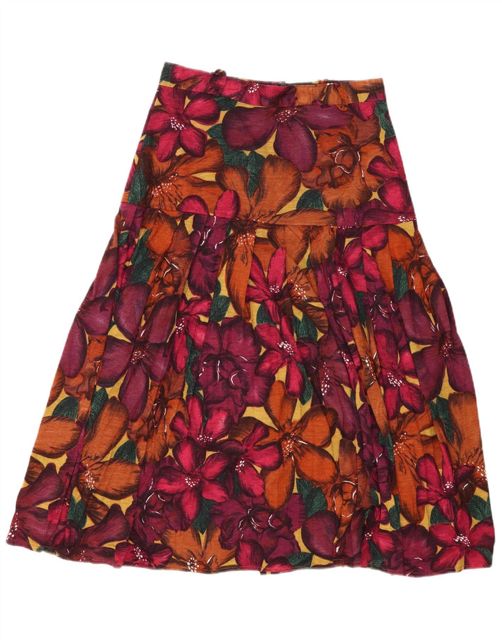 Gonna a trapezio da donna vintage IT 42 media W26 floreale multicolore