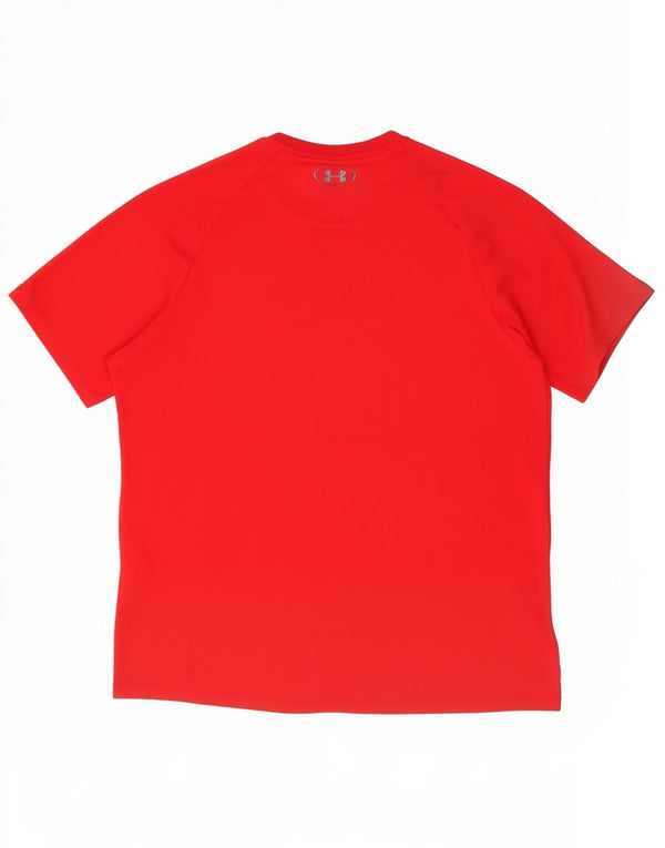 T-shirt da uomo Under Armour Top grande sportivo in poliestere rosso