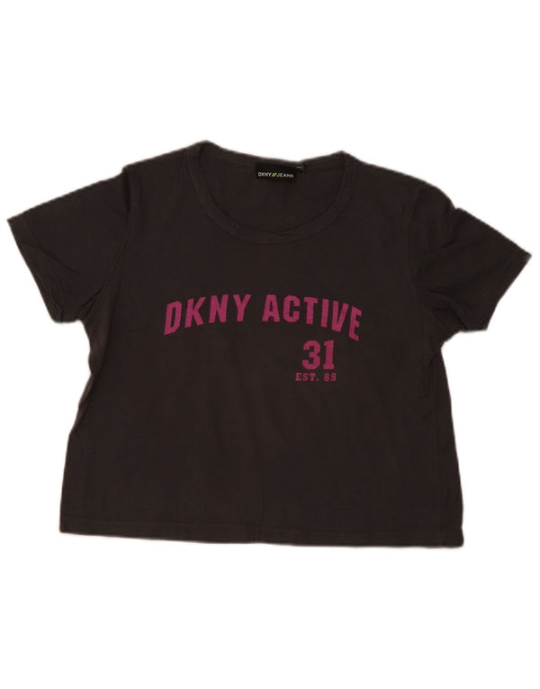T-shirt grafica corta da donna Dkny Top UK 14 Grigio medio