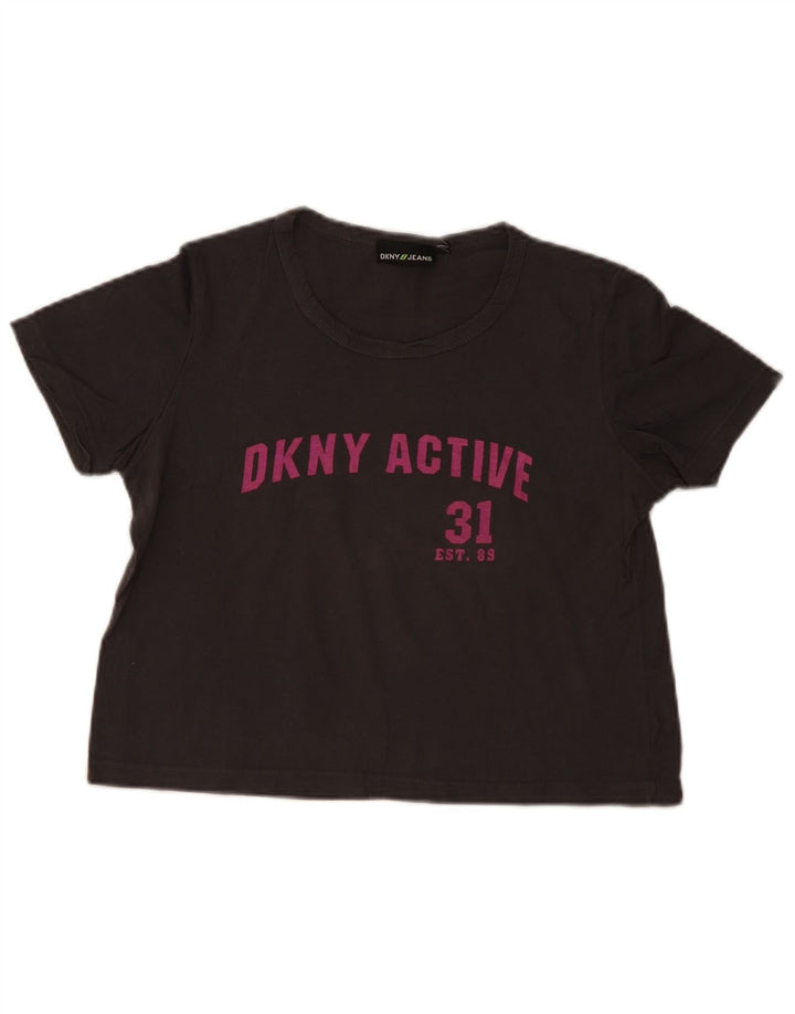 T-shirt grafica corta da donna Dkny Top UK 14 Grigio medio