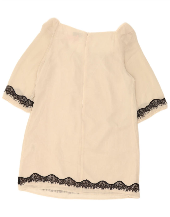 Abito a trapezio da donna Lipsy con maniche a 3/4 UK 14 Poliestere bianco sporco medio