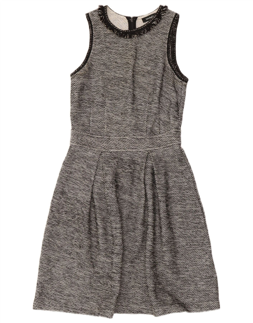 MAX & CO. Abito da donna senza maniche a trapezio UK 8 piccolo cotone nero