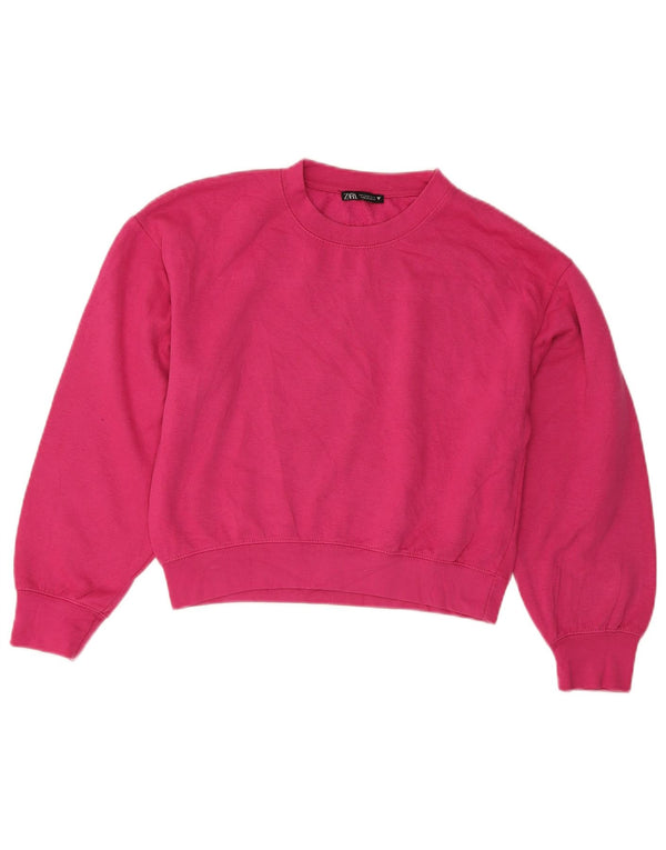 Felpa corta oversize da donna Zara UK 10 piccola rosa