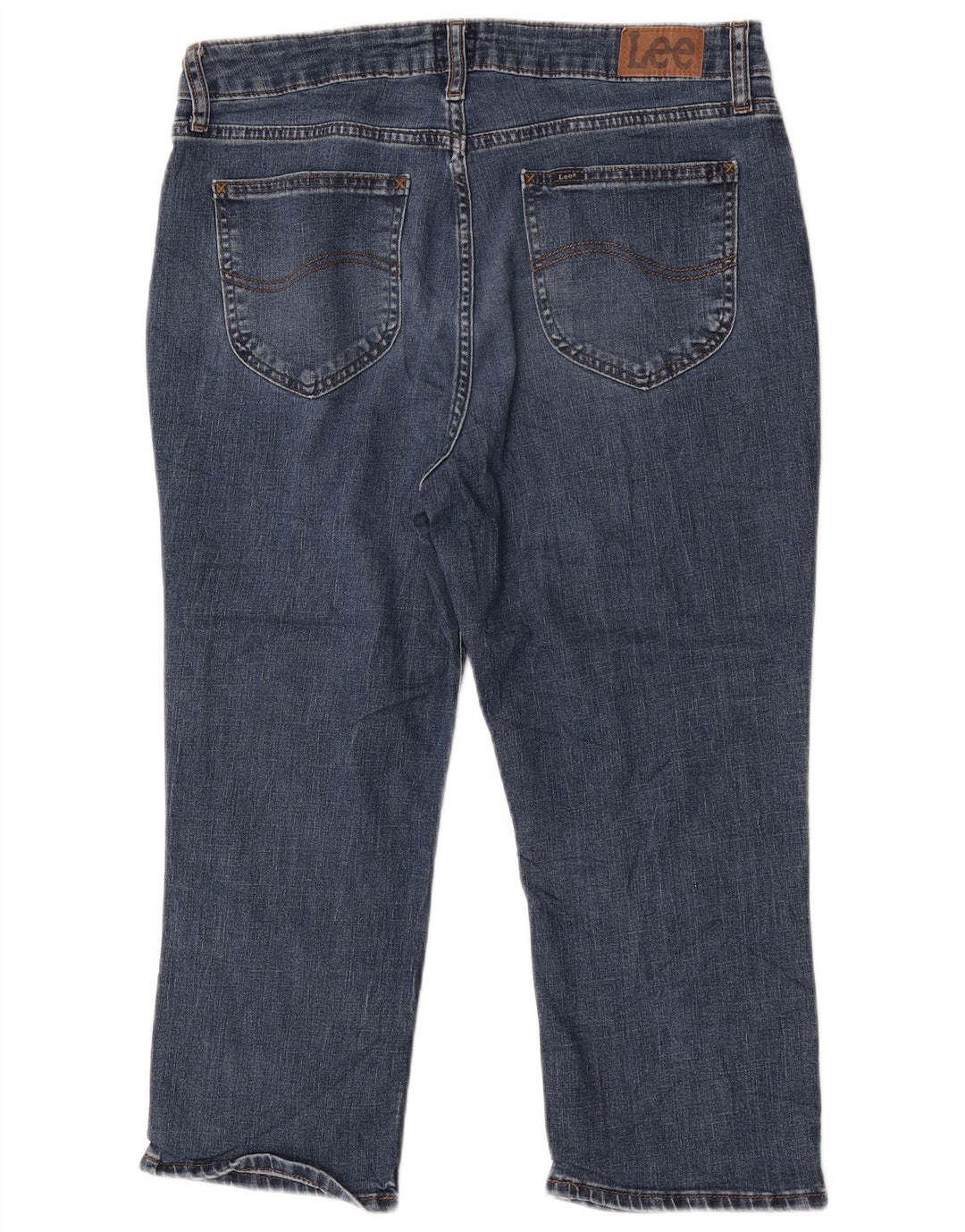 Jeans Capri a vita alta da donna Lee US 14 XL W34 L22 poliestere blu