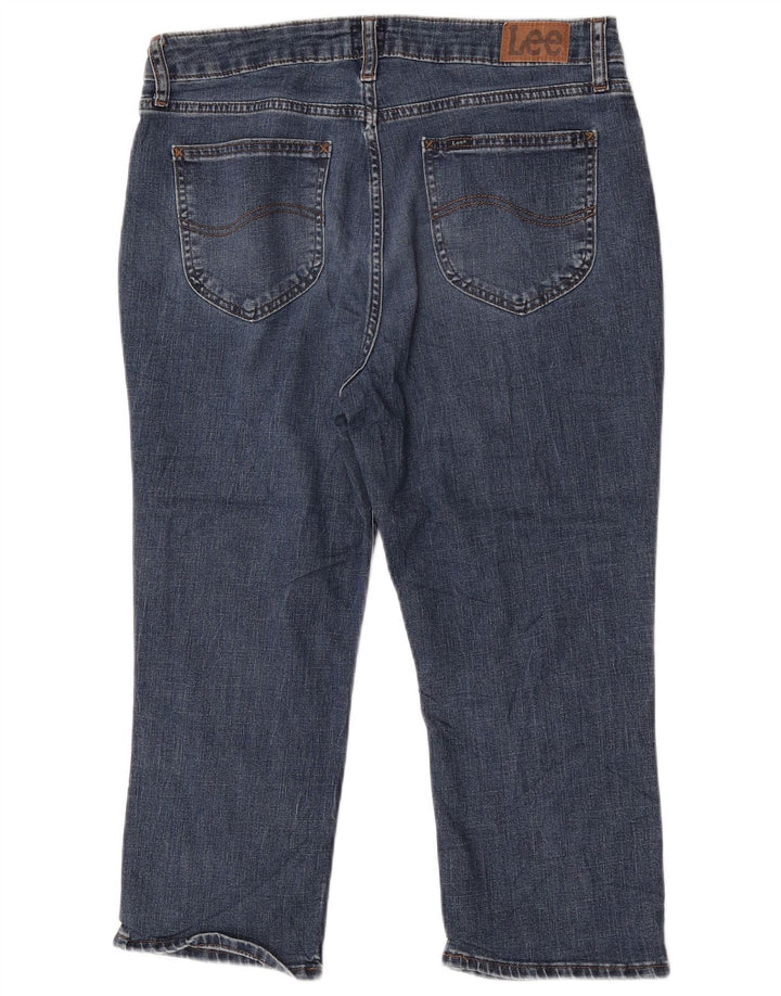 Jeans Capri a vita alta da donna Lee US 14 XL W34 L22 poliestere blu