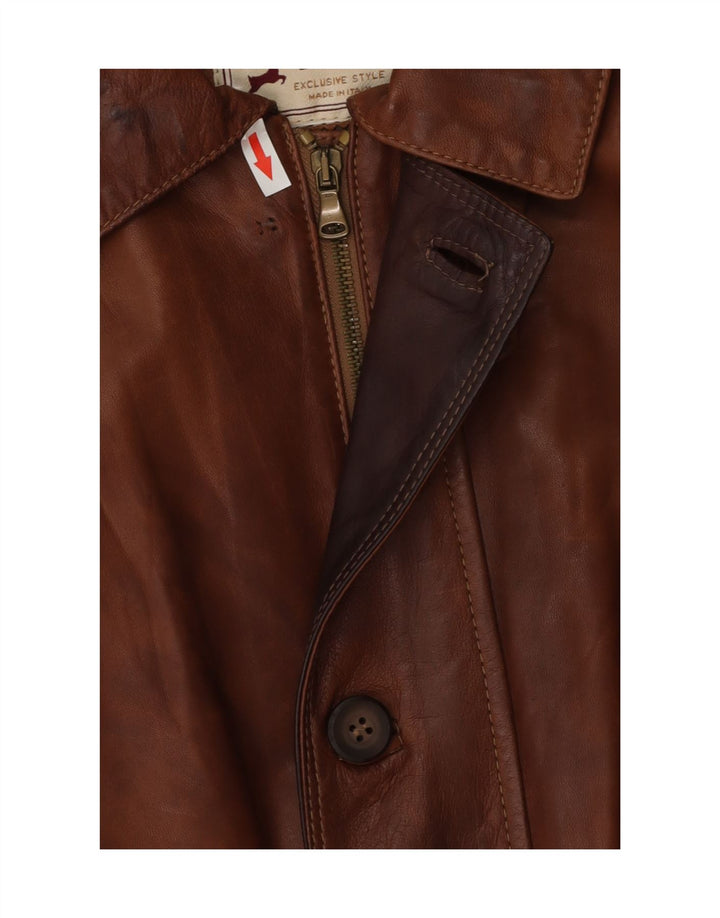 Giacca in pelle vintage da uomo UK 42 XL in pelle marrone