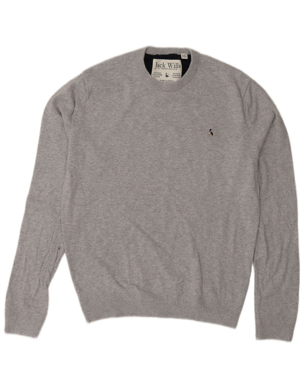 Maglione maglione girocollo da donna Jack Wills UK 14 Cotone screziato grigio medio