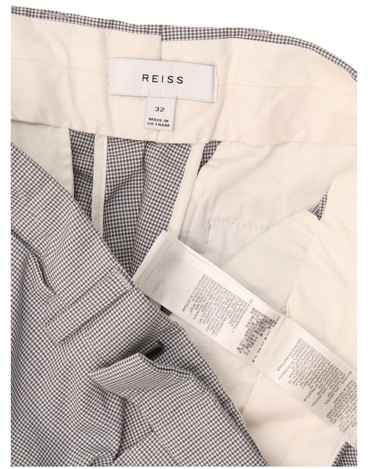 Pantaloni da abito slim da donna Reiss W32 L32 cotone pied de poule grigio