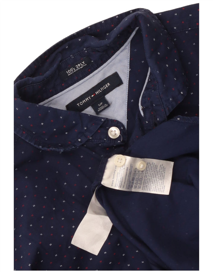 Camicia grafica da uomo Tommy Hilfiger piccola in cotone blu navy