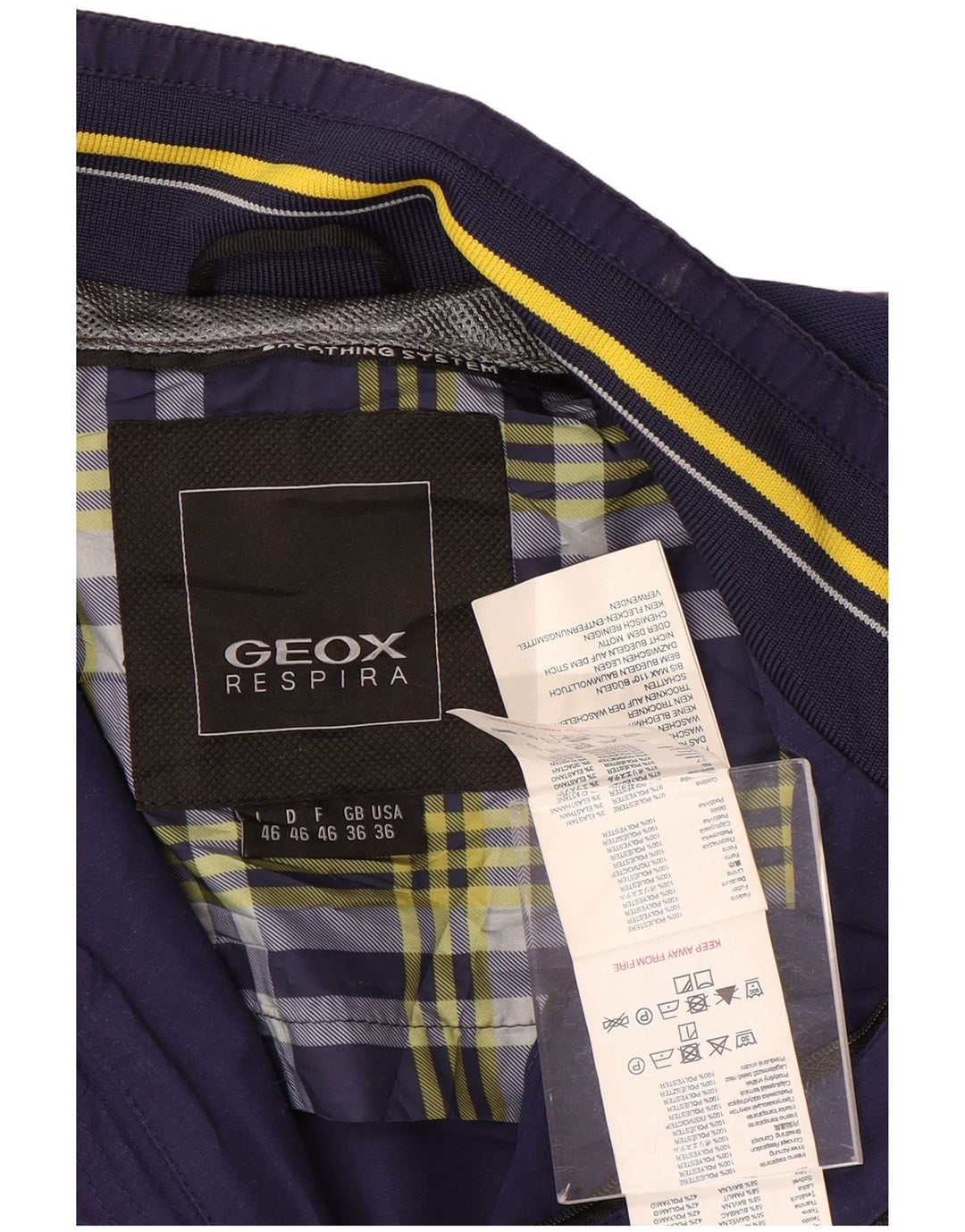Giubbotto bomber Geox da uomo Respira UK 36 Small blu navy in poliammide