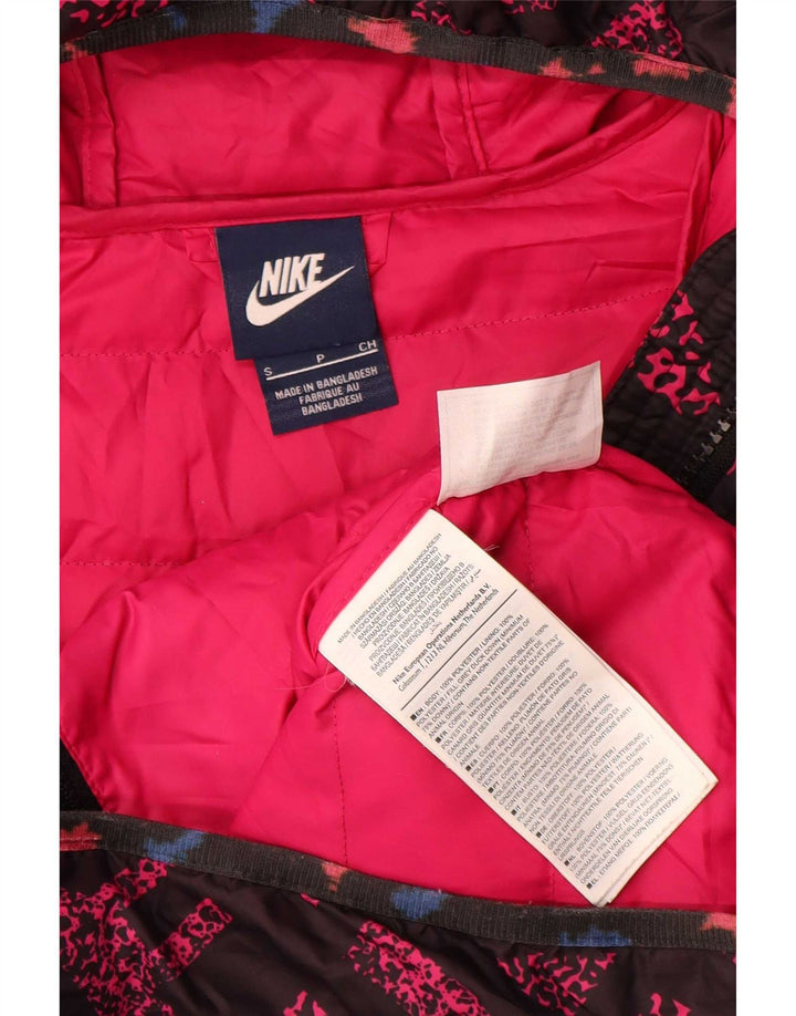 Giacca imbottita con cappuccio grafico Nike da donna UK 10 Small Pink Geometric