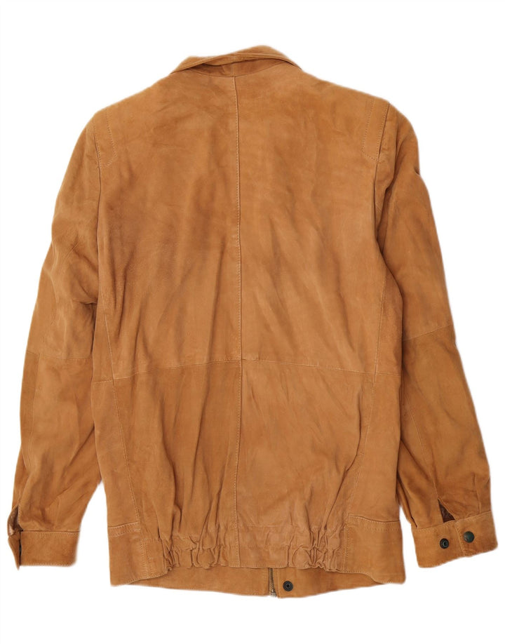 Giacca vintage in pelle scamosciata da uomo IT 46 piccola beige