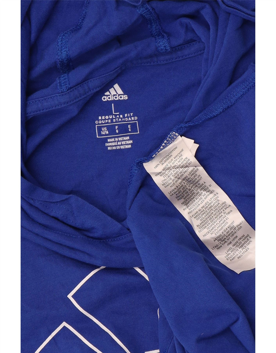 Top Adidas da bambino con grafica a maniche lunghe, 14-15 anni, grande, blu, sportivo