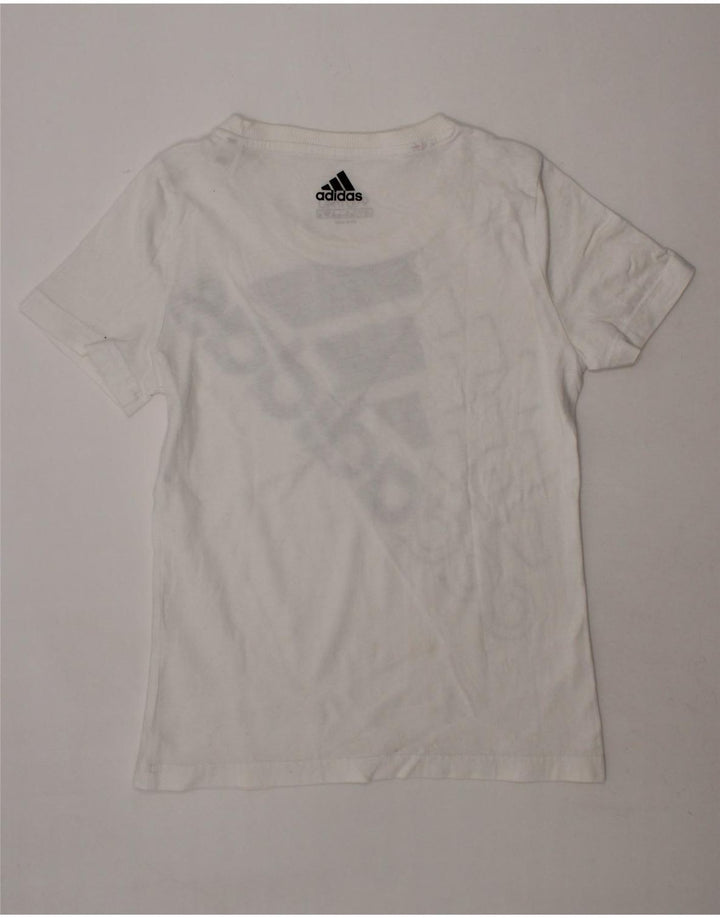 ADIDAS Boys Graphic T-Shirt Top 9-10 Years White Vintage Adidas and Second-Hand Adidas from Messina Hembry 